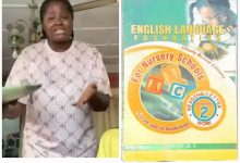 A collage of Mary Udoka and the controversial nursery textbook. Photo credit: NFM