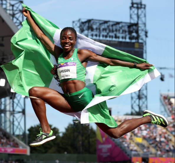 The world record holder, Tobi Amusan. Photo source: Ihurdle_33.0inches on Instagram