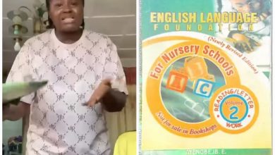 A collage of Mary Udoka and the controversial nursery textbook. Photo credit: NFM