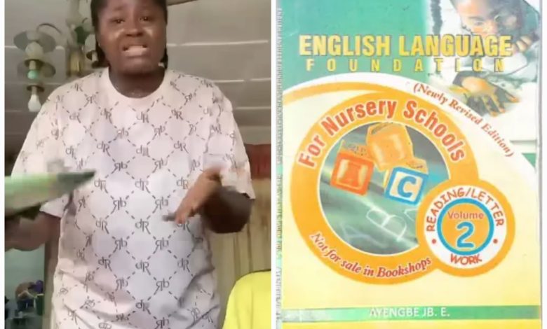 A collage of Mary Udoka and the controversial nursery textbook. Photo credit: NFM