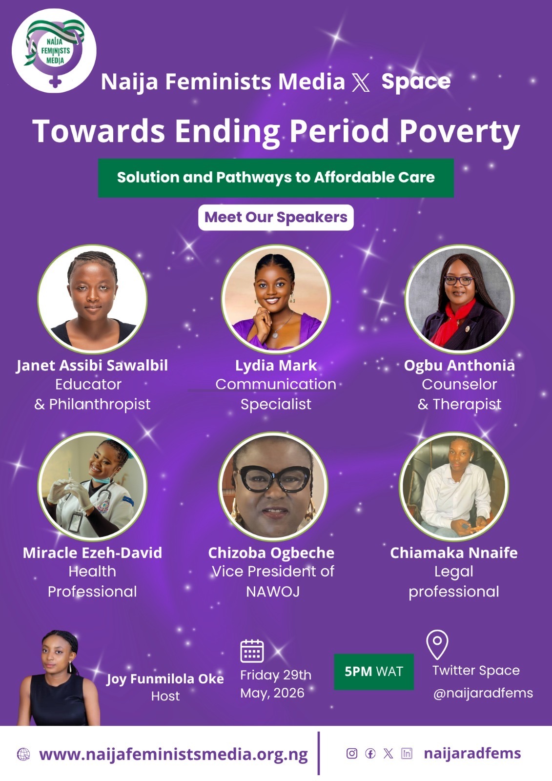NFM X space flyer on Menstrual Care. Source: Naija Feminists Media