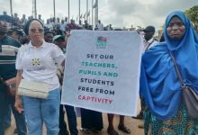 Lagos State Teachers Protest Against Oyo’s School Abduction 2 Nigerians teachers protest against Oyo’s school abduction Photo credit: X handle
