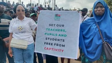Lagos State Teachers Protest Against Oyo’s School Abduction 15 Nigerians teachers protest against Oyo’s school abduction Photo credit: X handle
