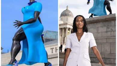 American Artist Tschabalala Self Unveils Lady in Blue Statue to Celebrate Londoners' Spirit