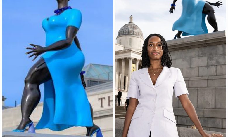 American Artist Tschabalala Self Unveils Lady in Blue Statue to Celebrate Londoners' Spirit