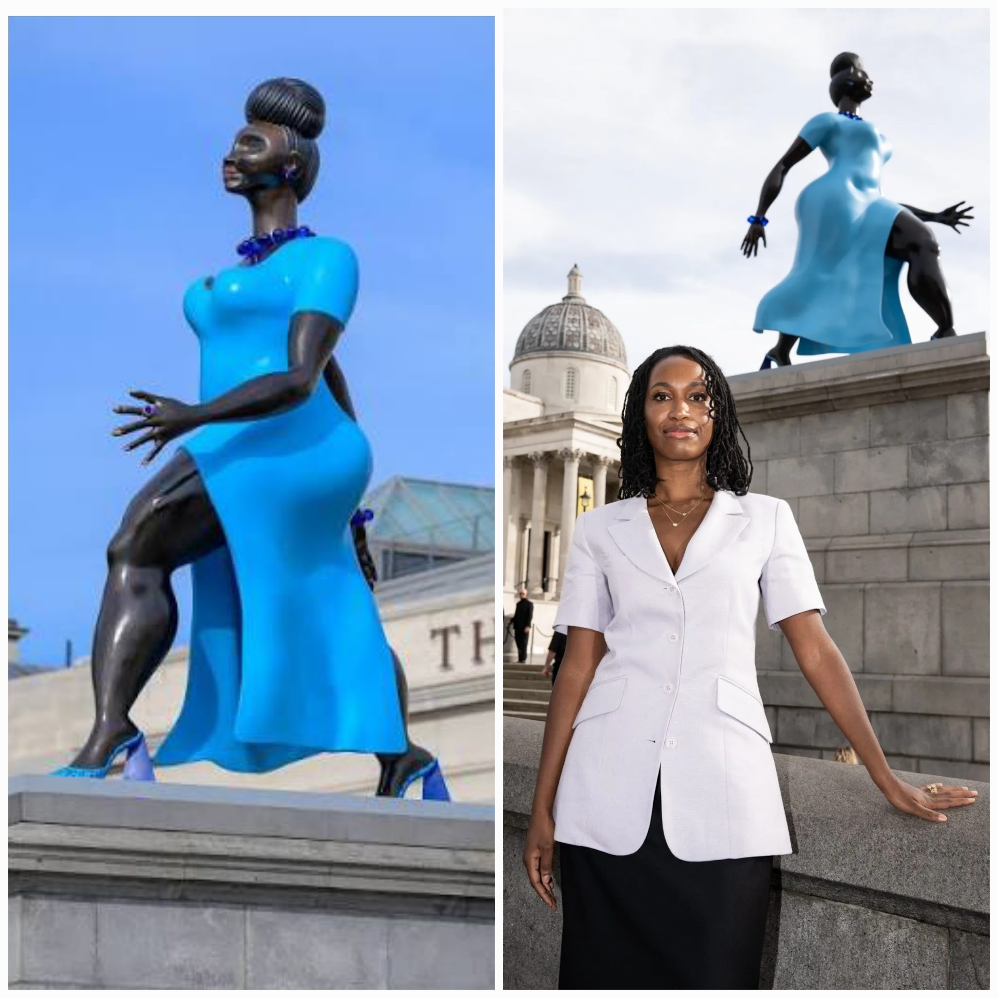 American Artist Tschabalala Self Unveils Lady in Blue Statue to Celebrate Londoners' Spirit